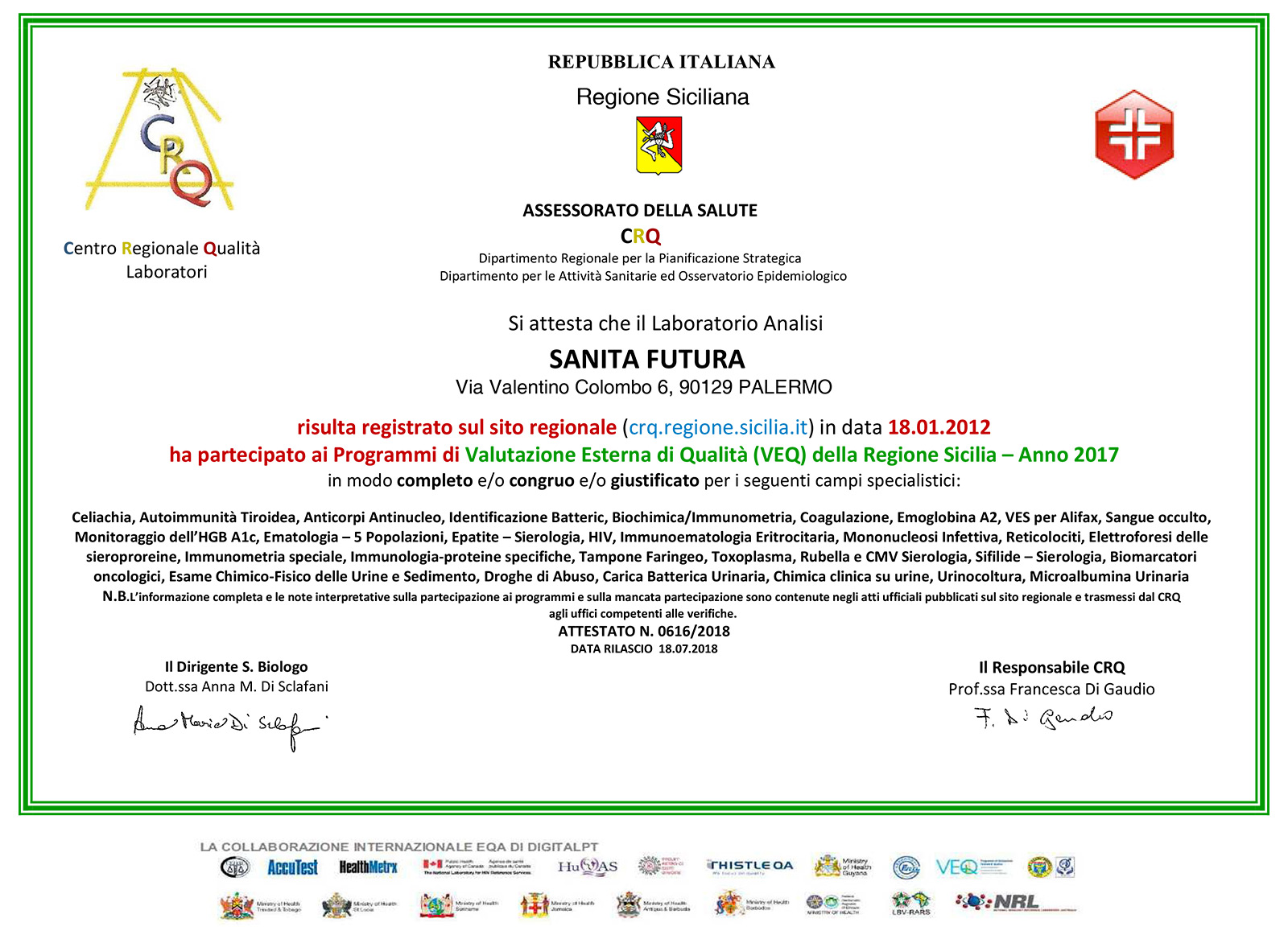 crq certificazione 2018